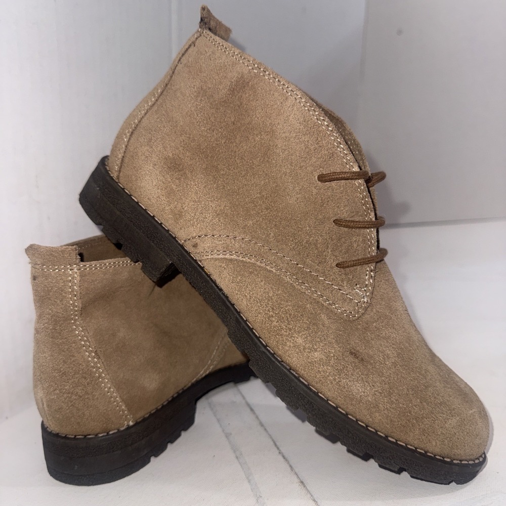Bjorndal Suede Leather Taupe Brown Flat Ellen Chukka Ankle Boots Booties Size 10